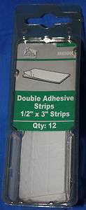 12PC DOUBLE SIDED 1/2 X 3 STRIPS ADHESIVE PEEL AND STICK  