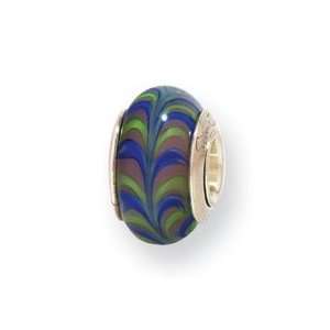  Sterling Silver Reflections Kids Blue Murano Glass Bead 