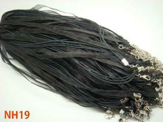 18 22 colors Ribbon Waxen Organza Voile Necklace Cords Lobster Clasp 