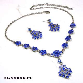 Swarovski Aqua Blue Crystal Pendant Necklace Set S1191N  