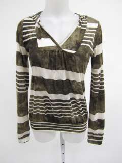 VINTAGE HAVANA Brown White Stripe Long Sleeve Shirt S  