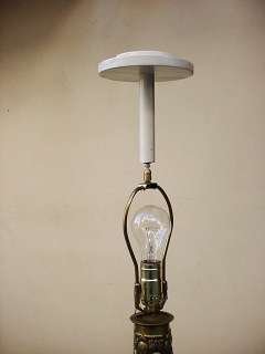OUTSTANDING ANTIQUE OAK & BRASS FLOOR LAMP  