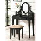   Black finish wood make up bedroom vanity set with stool and 3 drawers