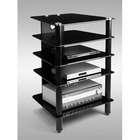 RTA Home And Office 5 Shelf Audio Rack in Black Glass