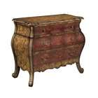 Stein World 3 Drawer Bombe Chest in Aged Brick Red and Rustic Brown