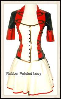 NEW LATEX TOY SOLDIER DRESS TOP SKIRT STOCKINGS RUBBER  