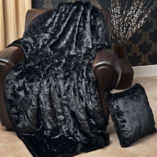 Best Home Fashion Faux Fur Throw Blanket   Black Mink 
