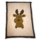 The Babymio Collection Mellven the Moose Blanket, Ivory/Brown