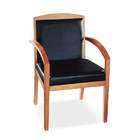   2900 series guest chair with wood arms black vinyl mahogany finish
