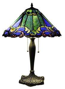 PARIS BLUE Stained Glass Tiffany Style Table Desk Lamp Retail $ 895 