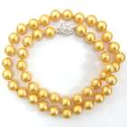   8mm yellow gold shell pearl round beads necklace 18 strand