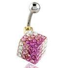   Square October Birthstone Button Navel Body Jewelry Dangles Belly Ring