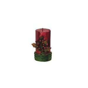   Trimmed Pillar Candle Christmas Decoration