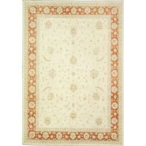  98 x 1311 Ivory Hand Knotted Wool Ziegler Rug
