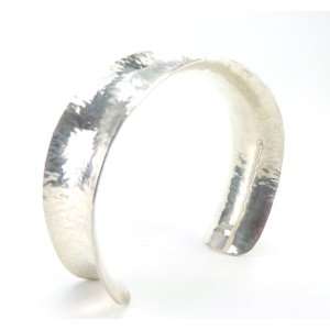 925 Sterling Silver Anticlastic Cuff Bracelet, Hammered Texture Finish 