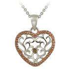   com Gold over Silver Champagne Diamond Accent Filigree Heart Necklace