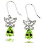   com Sterling Silver Peridot and Diamond Accent Butterfly Drop Earrings