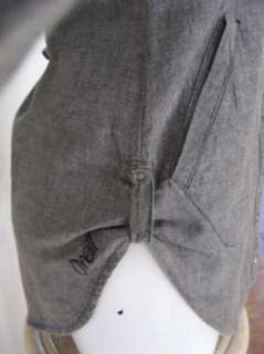 NEW Womens ONeill Gray Denim Stud Embellished Long Sleeve Shirt Top 