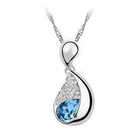 Top Value Jewelry 18K Gold Plated Tear Drop Pendant Necklace with Blue 