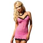 ToBeInStyle Two Piece Set Lace Front Chemise And Thong Black Lace Trim 
