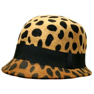 Luxury Divas Cheetah Printed Wool Felt Cloche Bucket Hat (H02658)