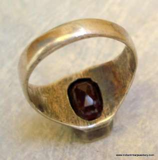 vintage antique tribal old silver gomed gemstone ring  