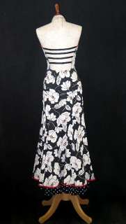 NWT Jessica McClintock Tropical Black White Mermaid Dress Gown Size 10 