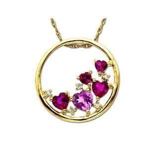  Ruby& Pink Sapphire Heart Pendant in 10K Gold Jewelry