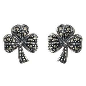   and Marcasite Small Shamrock Stud Earrings   Made in Ireland Jewelry