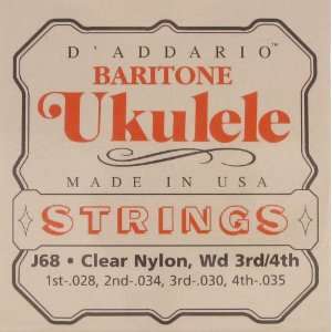  DAddario Ukulele Baritone, .028   .035, J68 Musical 