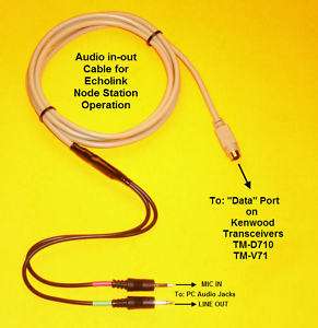 Echolink Audio Data Cable Kenwood TM D710 TM V71 PG 5H  