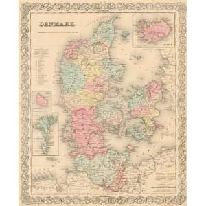  Colton 1855 Antique Map of Denmark