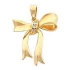 Gems is Me 14K Yellow Gold Diamond Bow Pendant   0.03 Ct.