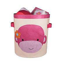 Little Boutique Collapsible Canvas Storage Container   Pink Monkey 