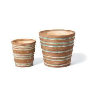 Foreside Round Coastal Planters, Small, Turquoise Set of 2 