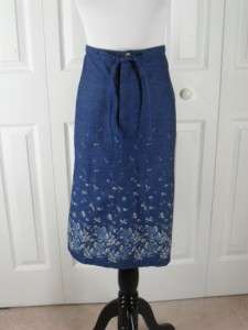 Liz Claiborne Lizwear 12 Blue Jean Denim Floral Skirt  