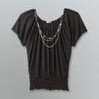   at the neckline detachable necklace banded hem fabric polyester blend