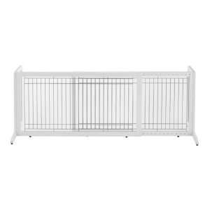 Freestanding Pet Gate Large White 39.8 inch   71.3 inch x 17.7 inch x 