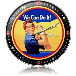 Rosie The Riveter Allied Military Clock   Garage Art Signs  
