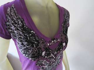   Mulisha womens tee shirt purple cowl neck two tone size small $27