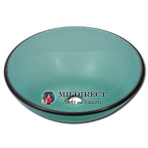  Emerald Colored Round Tempered Glass Vessel Sink 