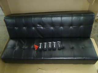   Contemporary Futon Sofa Bed with Metal Legs, Black Vinyl  