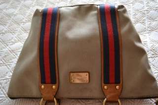 Michael Kors Canvas Blue Red Stripe Handbag Shoulder Bag Hobo Tote 