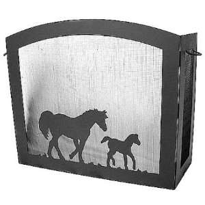  Horse and Colt Metal Fireplace Screen