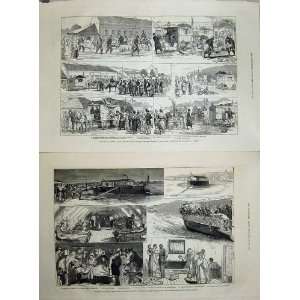  War Servia 1876 Transport Ambulance Hospital Barge Art 