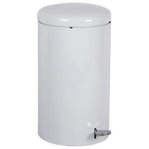   White Metal Industrial Round Step On Medical Trash Can