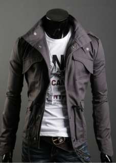 Mens Zip Stand Collar Slim Coat Jacket Tops Black Z12  