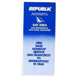  Republic Airline QUICK Reference Time Table SFO September 