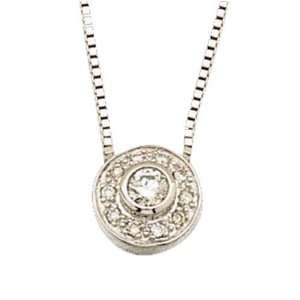 14K White Gold Trendy Sphere Diamond Accent Pendant Necklace Jewelry 