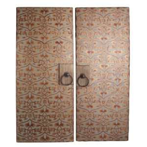  Set of 2 Rustic Floral Wooden Hand Painted Door Wall Decor 